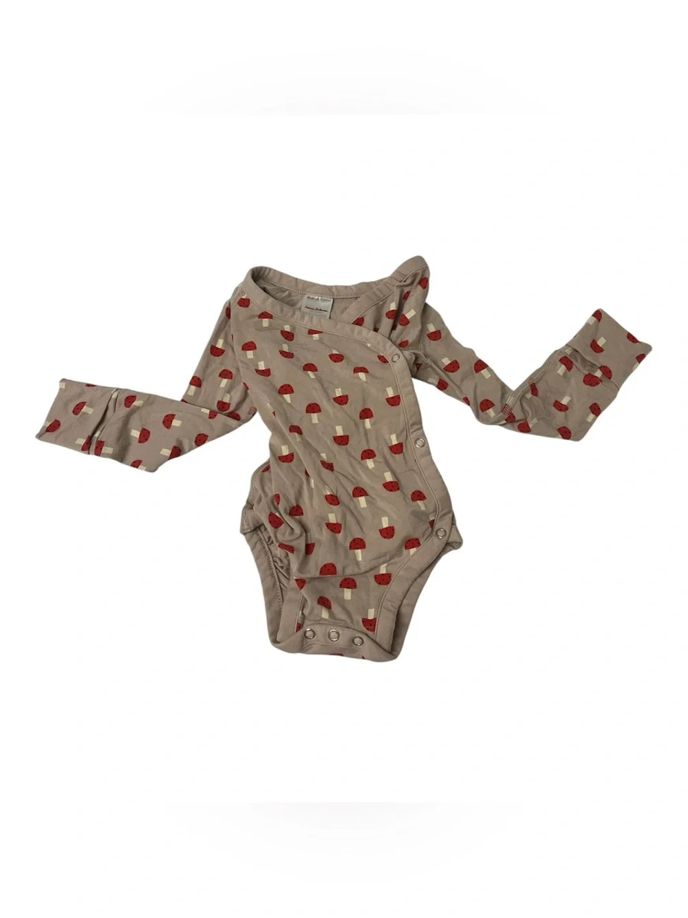 Hannah Andersson Baby Mushroom Print Lafayette Wrap Top Onesie SZ 18-24 Months